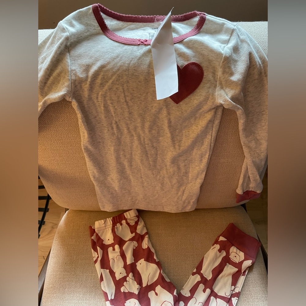 Carter’s Pajama set polar bear pink & gray girls size 7